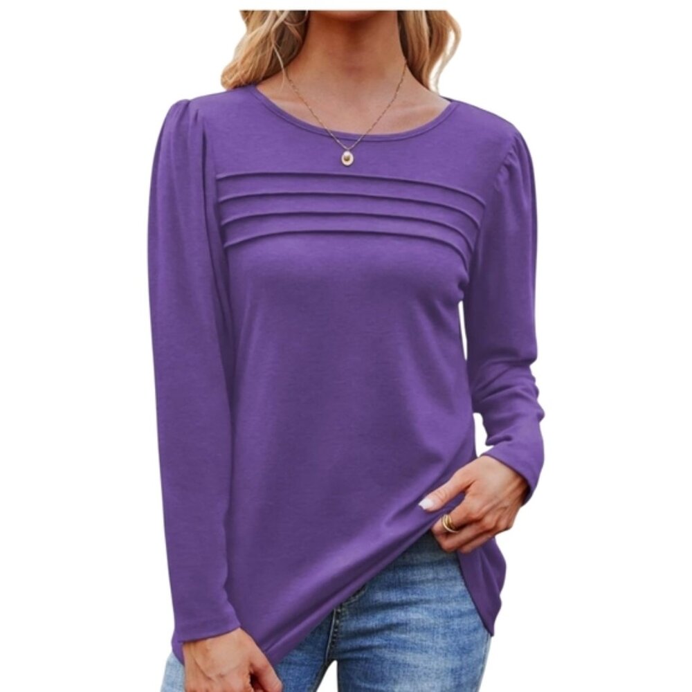 NWT FANTASLOOK -Large Chic Purple Long Sleeve Women's Top - Picture 3 of 7